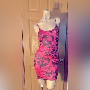 Pink Graphic Print Dress